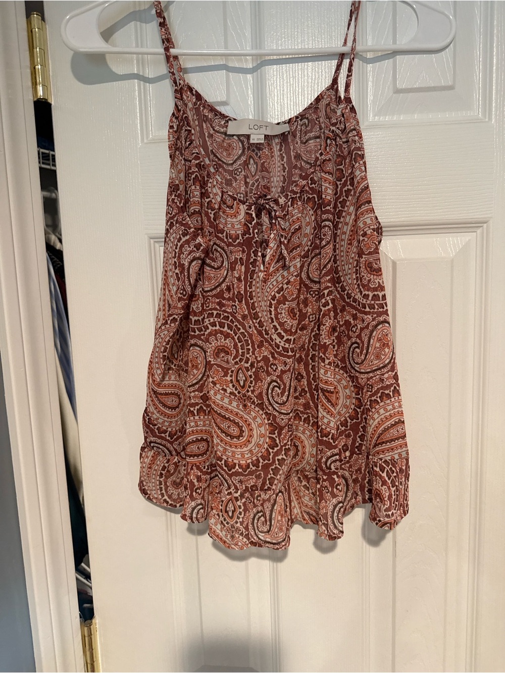LOFT Brown Paisley Spaghetti-Strap Camisole